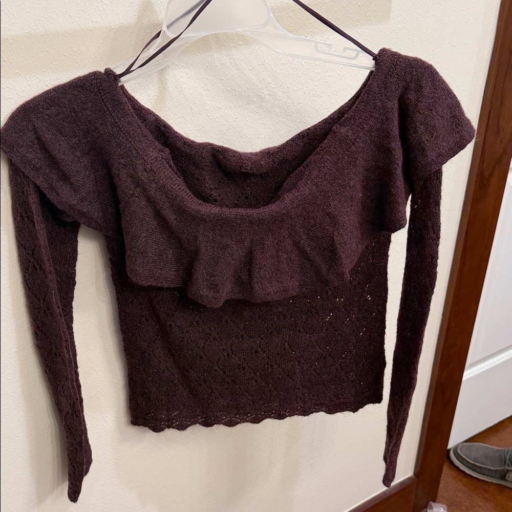 American Eagle Off-Shoulder Purple Sweater